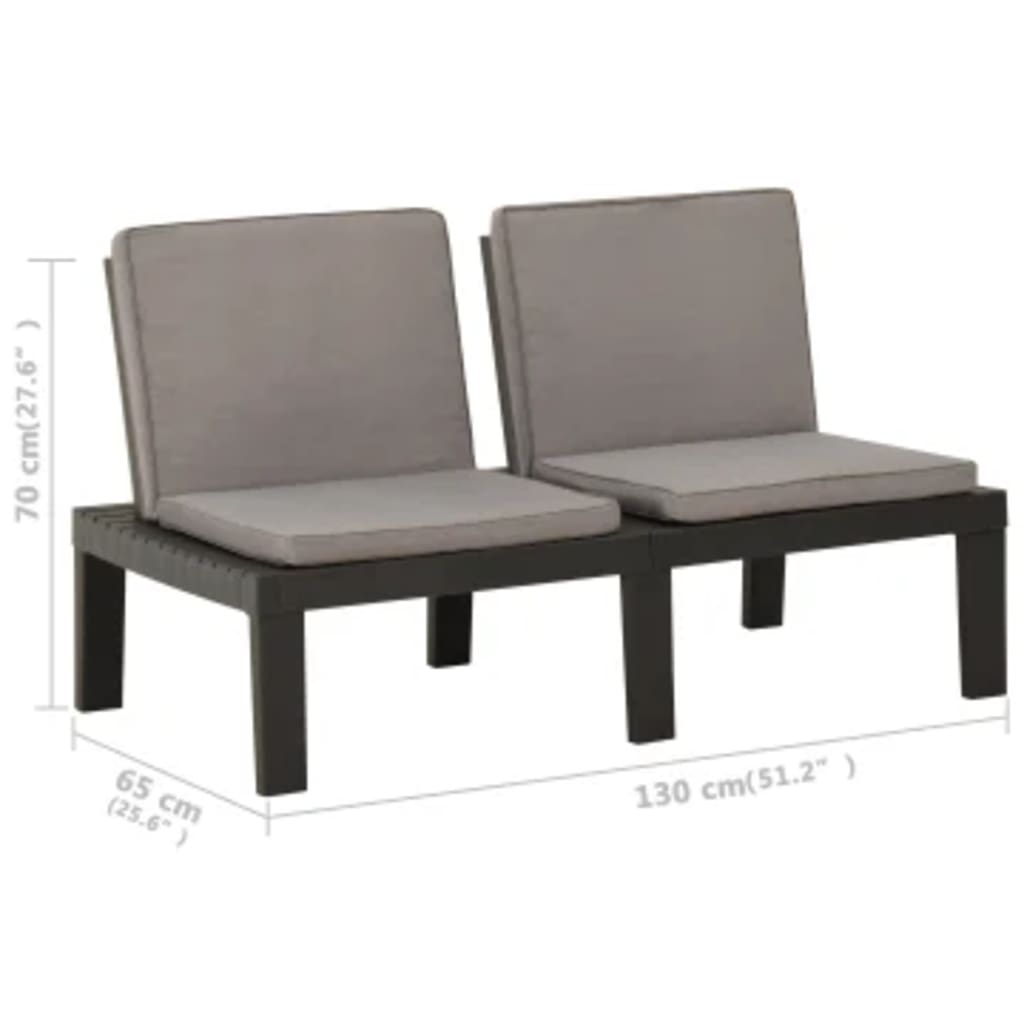 Set Divani da Giardino con Cuscini 6 pz in Plastica Grigio